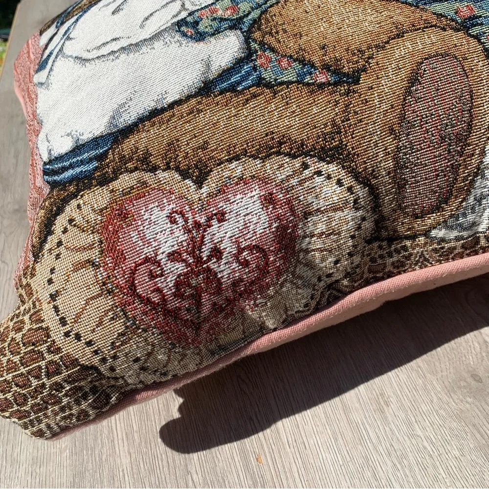 Riverdale Decorative Products Vintage Tapestry Throw Pillow Teddy Bears 1990s